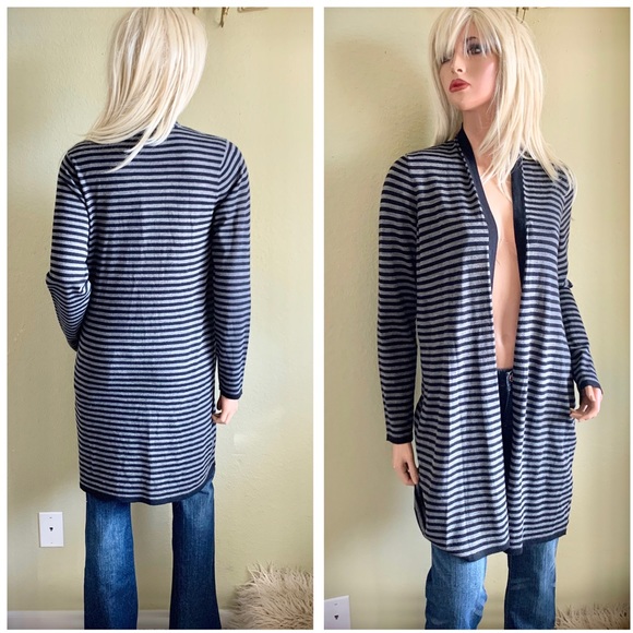 NWT EILEEN FISHER Striped Wool Open Cardigan - Picture 2 of 7